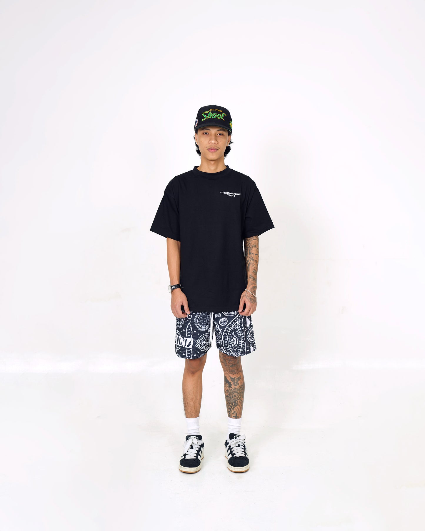 Bandana Logo Black Mesh Shorts