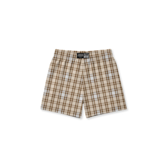 Plaid Boxer Shorts in Cream