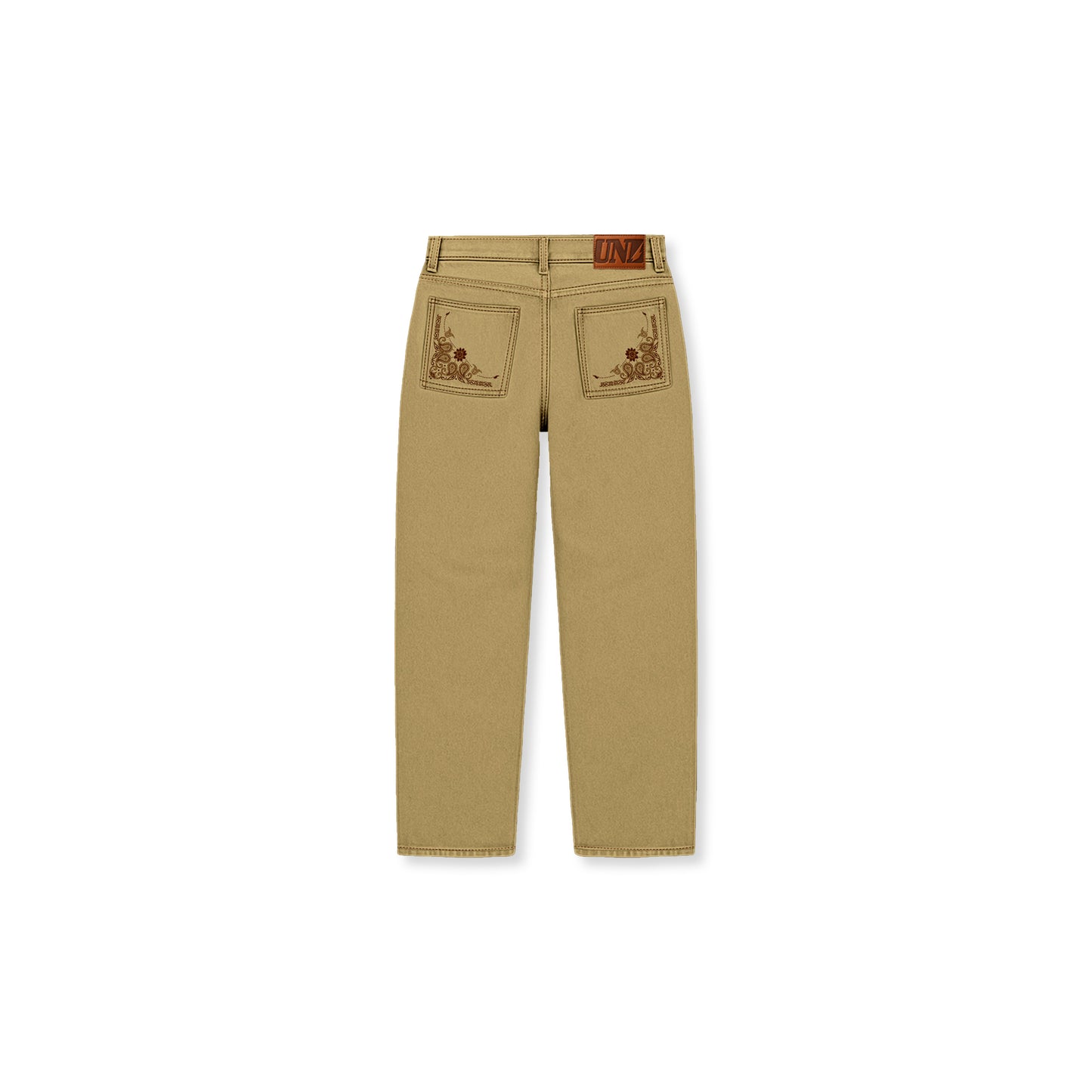 Paisley Twill Straight Leg Pants in Mocha