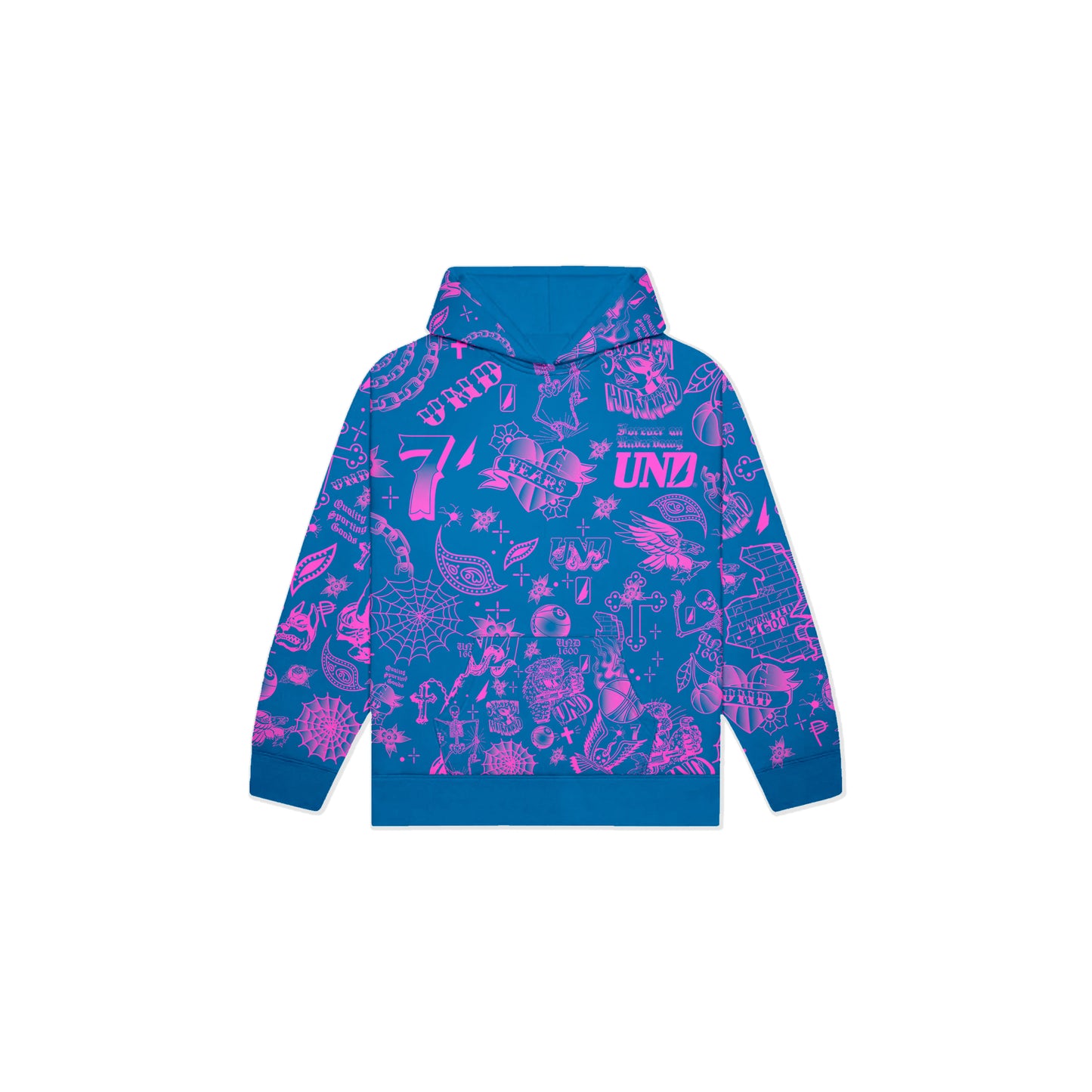 Inked Overall Hoodie in Blue