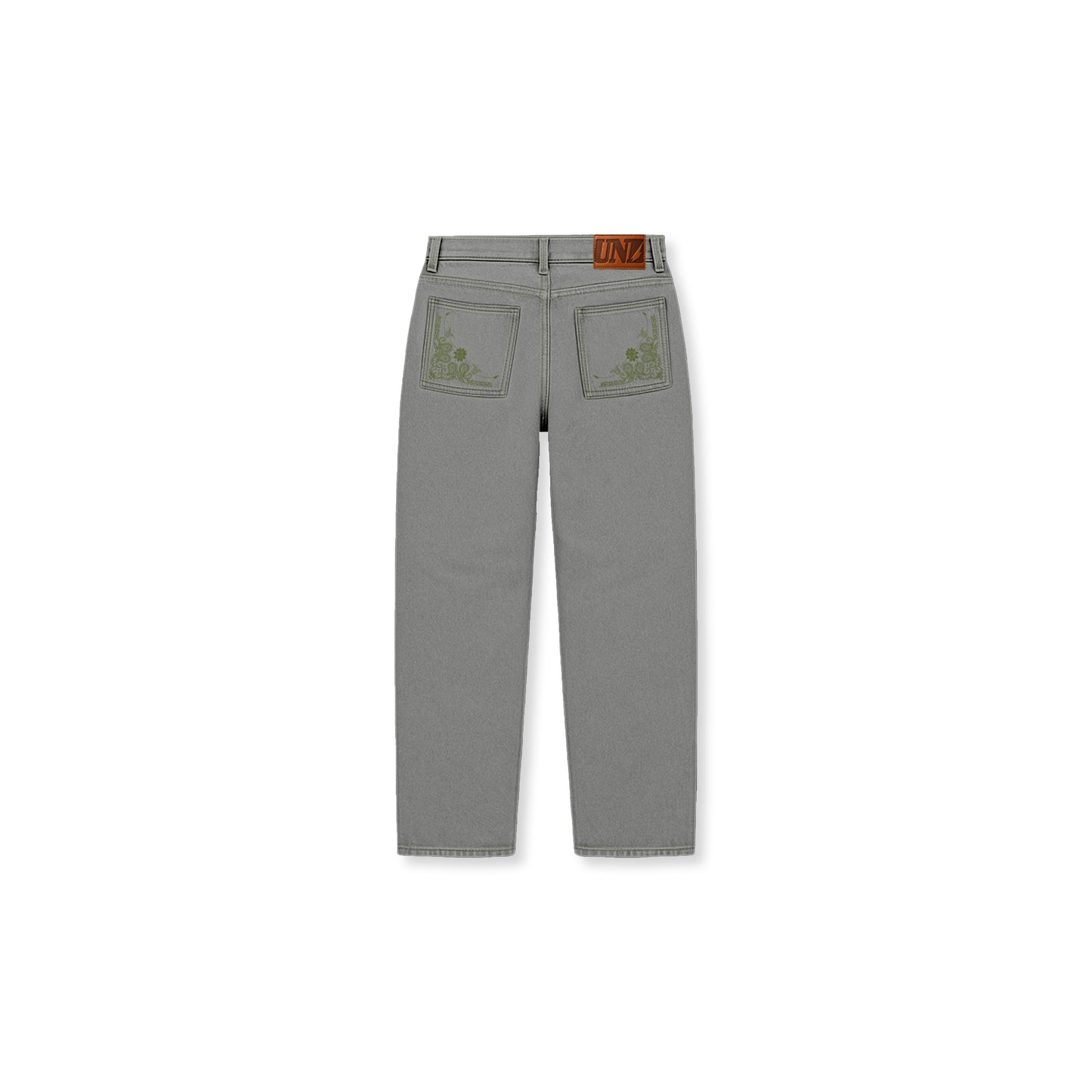 Paisley Twill Straight Leg Pants in Grey