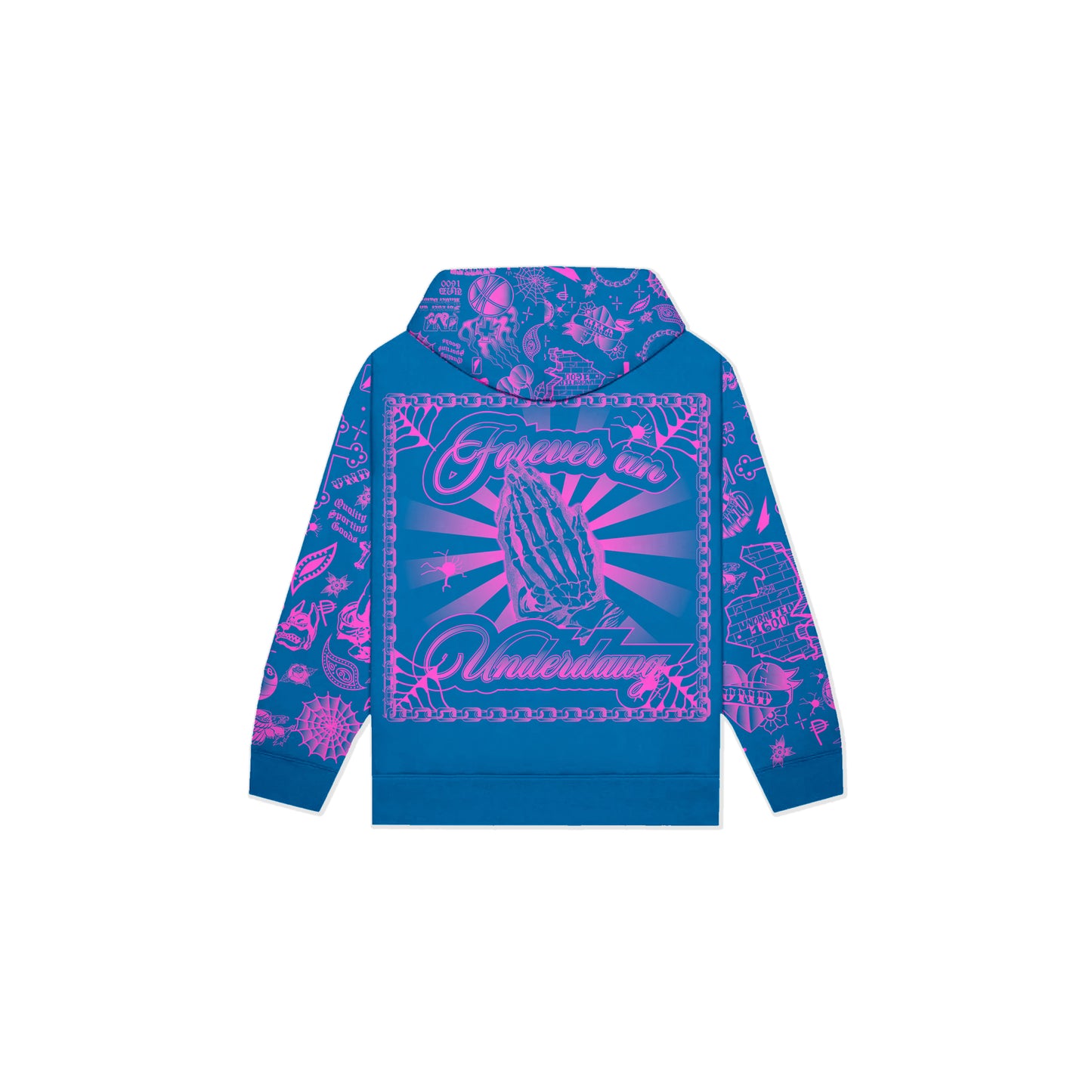 Inked Overall Hoodie in Blue