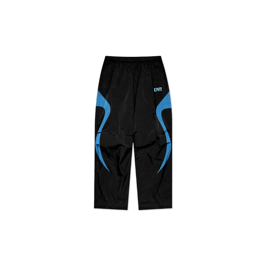 Ripple Straight Leg Nylon Trackpants Black