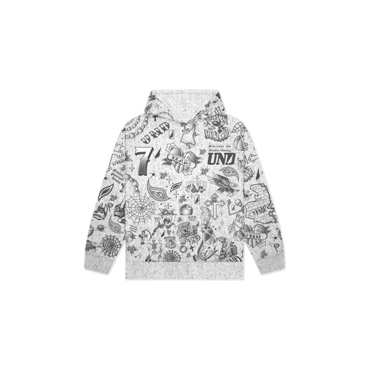 Inked Overall Hoodie in Grey