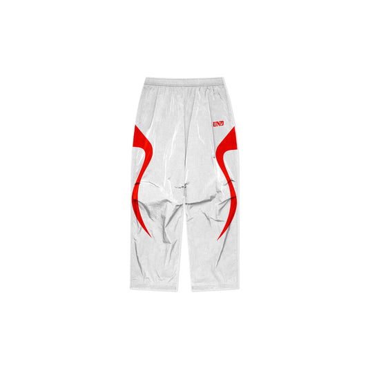 Ripple Straight Leg Nylon Trackpants White