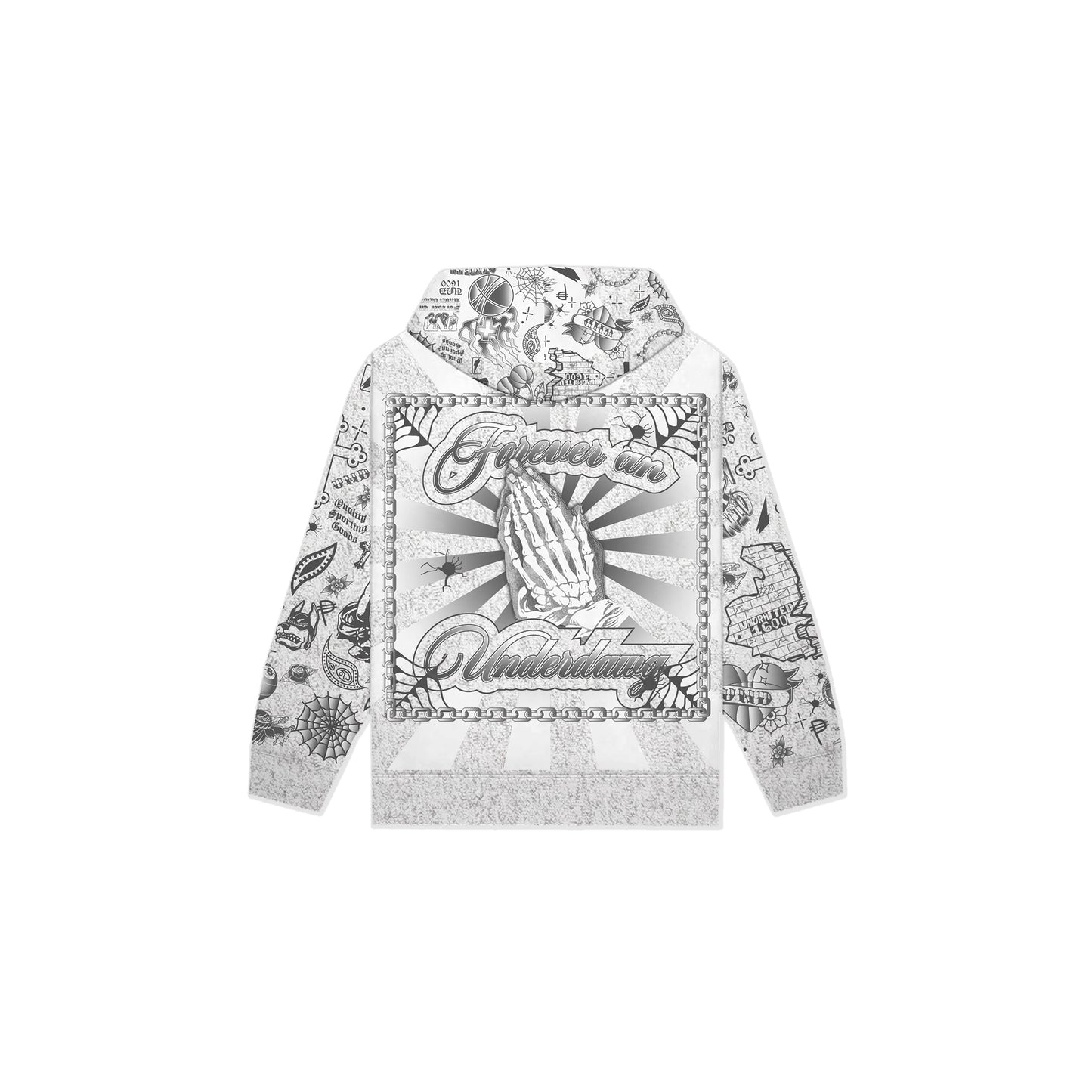 Inked Overall Hoodie in Grey