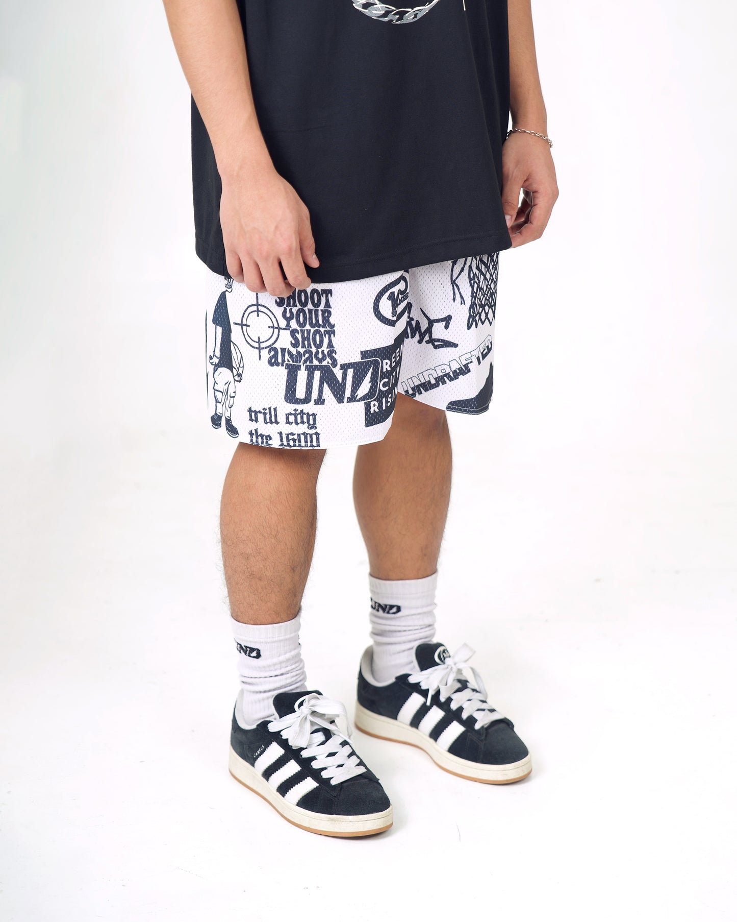 Trad White Mesh Shorts