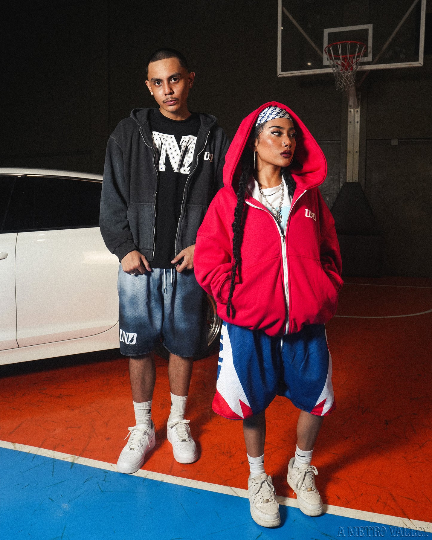 BIGO Embossed Zip up Hoodie Ash