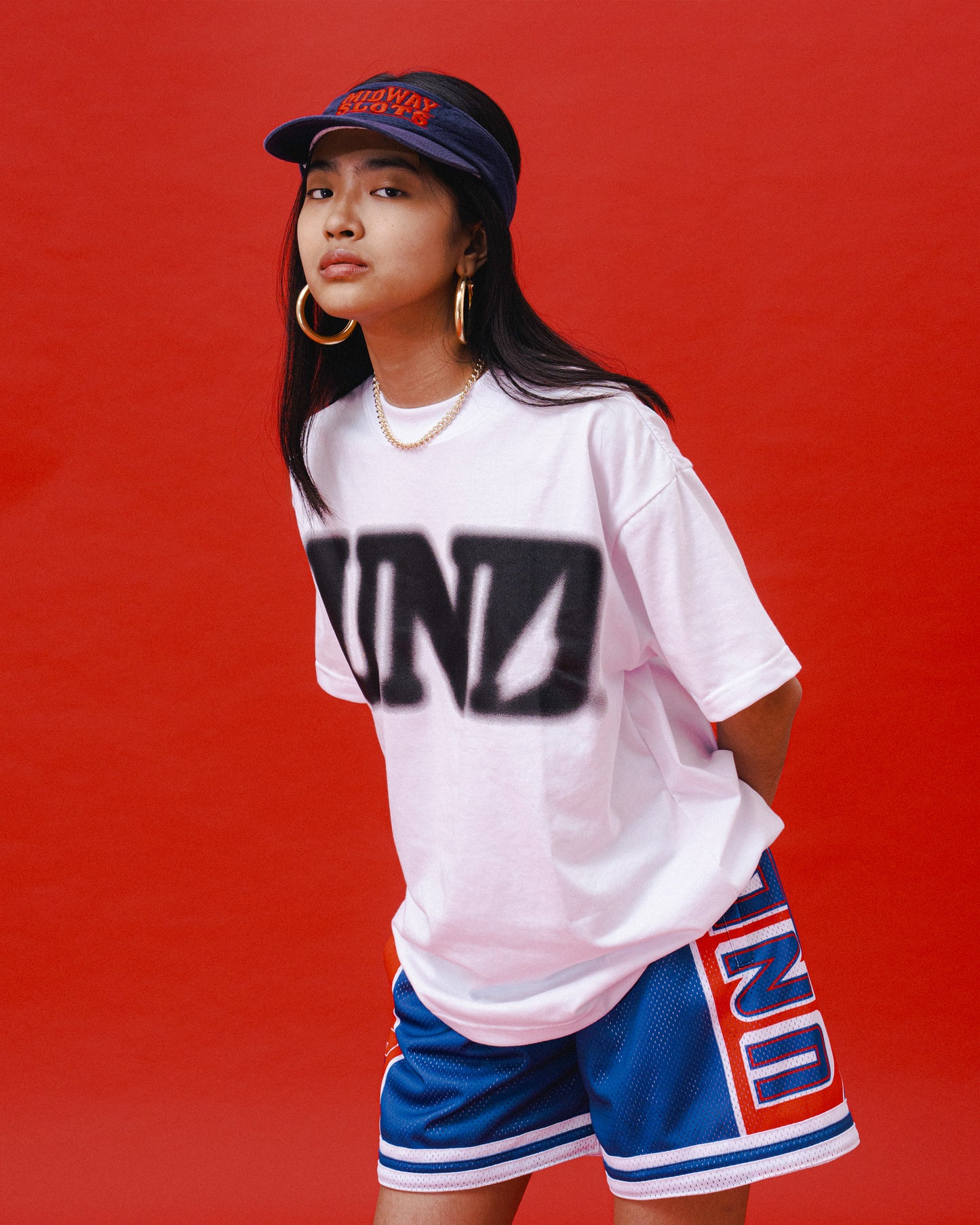 UND Logo Blur Tee in White