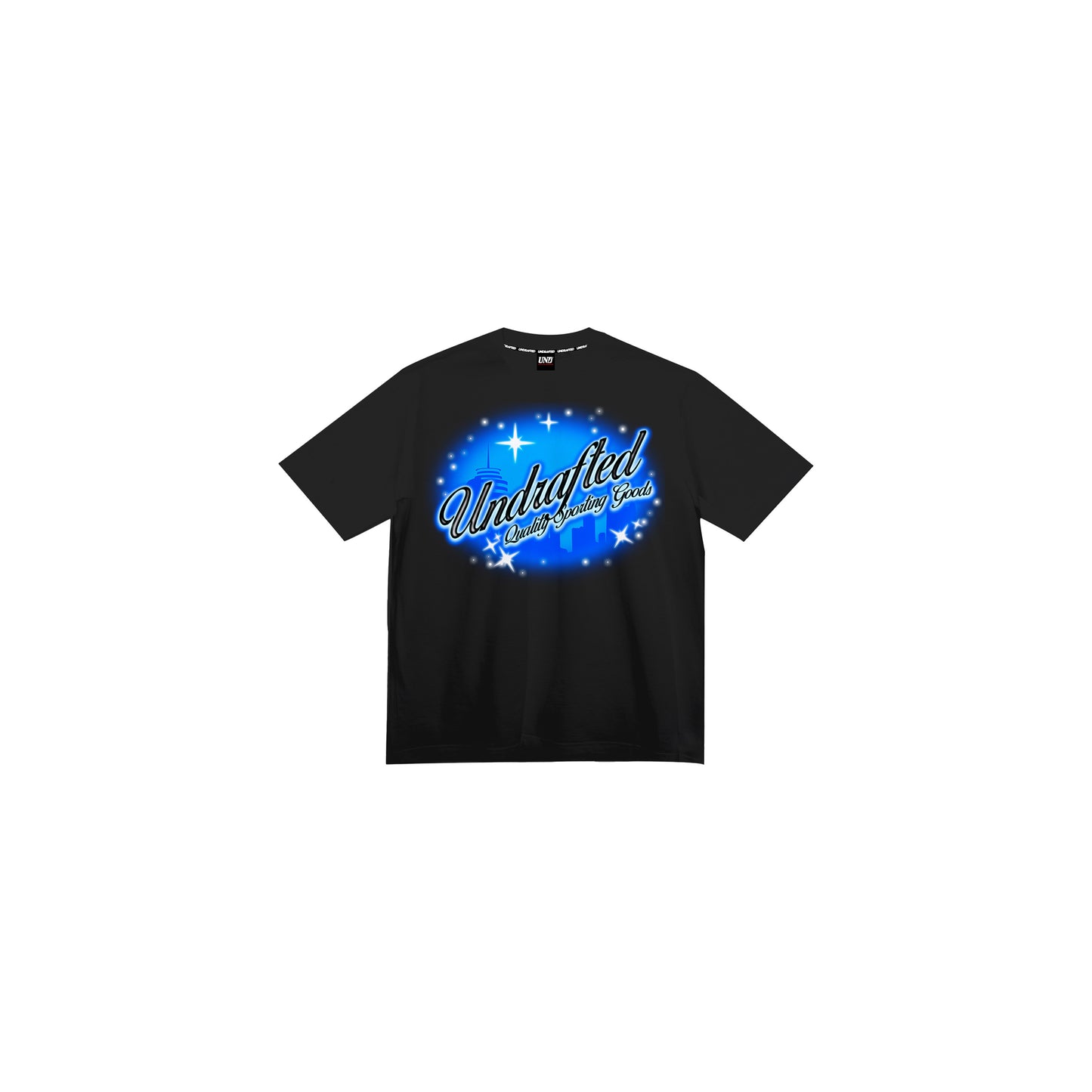 Midnight Blues Brushwork  Tee in Black