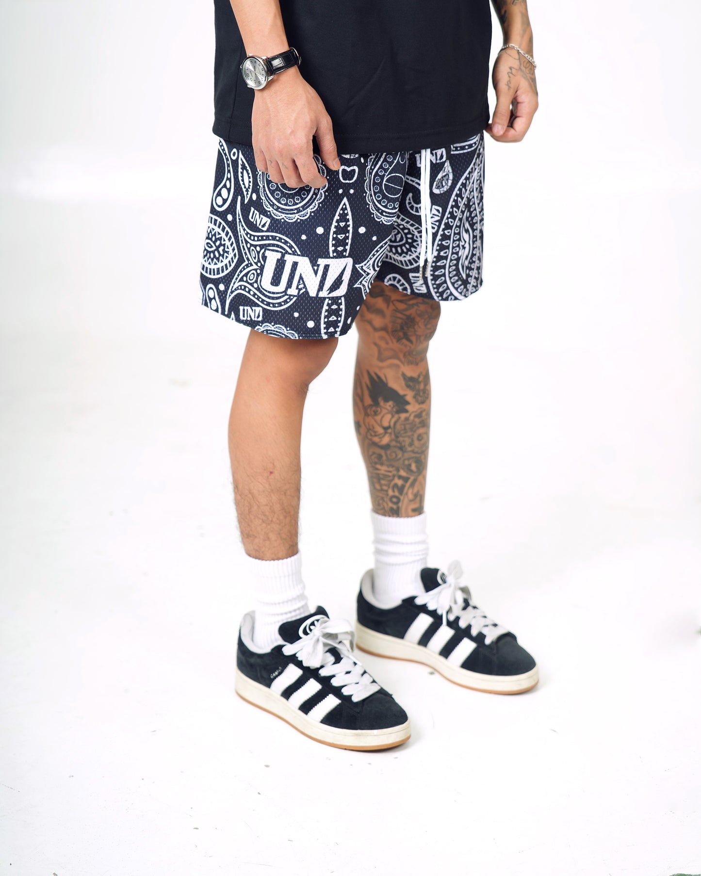 Bandana Logo Black Mesh Shorts