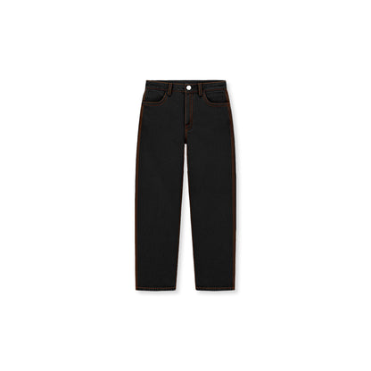 Paisley Twill Straight Leg Pants in Black