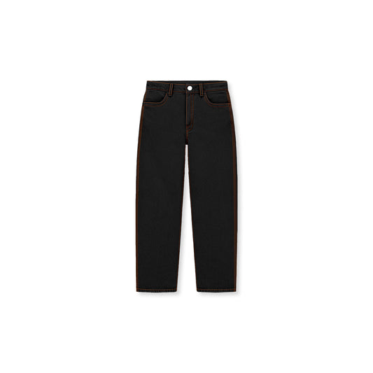 Paisley Twill Straight Leg Pants in Black