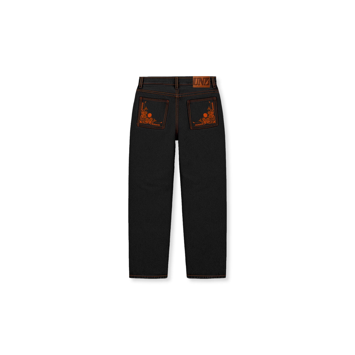 Paisley Twill Straight Leg Pants in Black