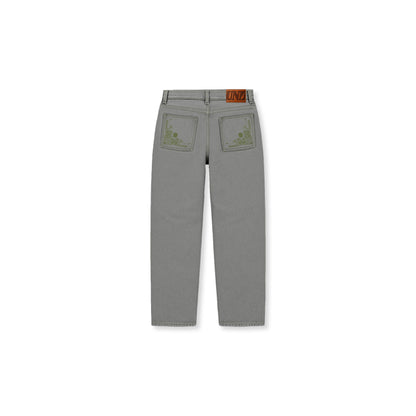 Paisley Twill Straight Leg Pants in Grey