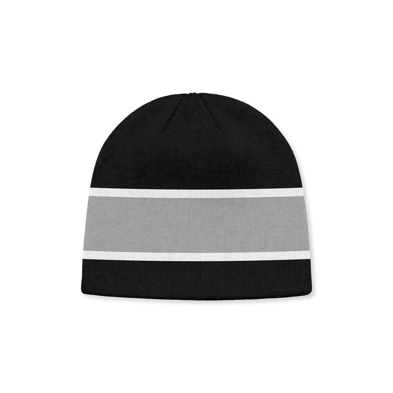 2-tone Stripe Black Knit Beanie