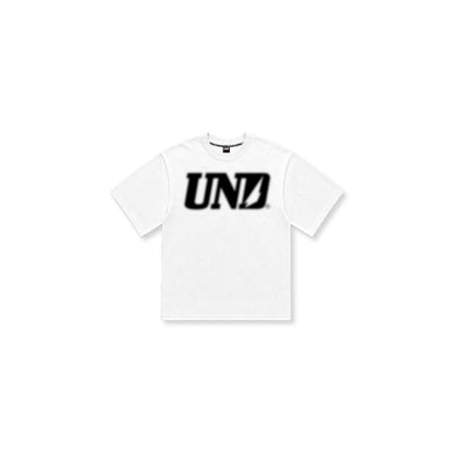 UND Logo Blur Tee in White