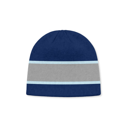 2-tone Stripe Blue Knit Beanie