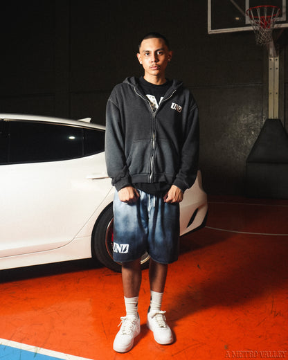 BIGO Embossed Zip up Hoodie Ash