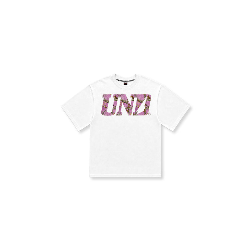 Pink Tree Tee in White