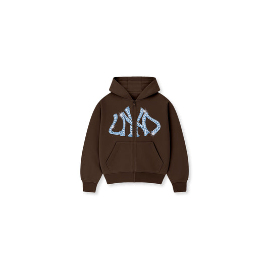 YANK BLING Full-zip Hoodie Brown