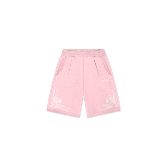 Paisley Pleated Sweat Short Flamingo