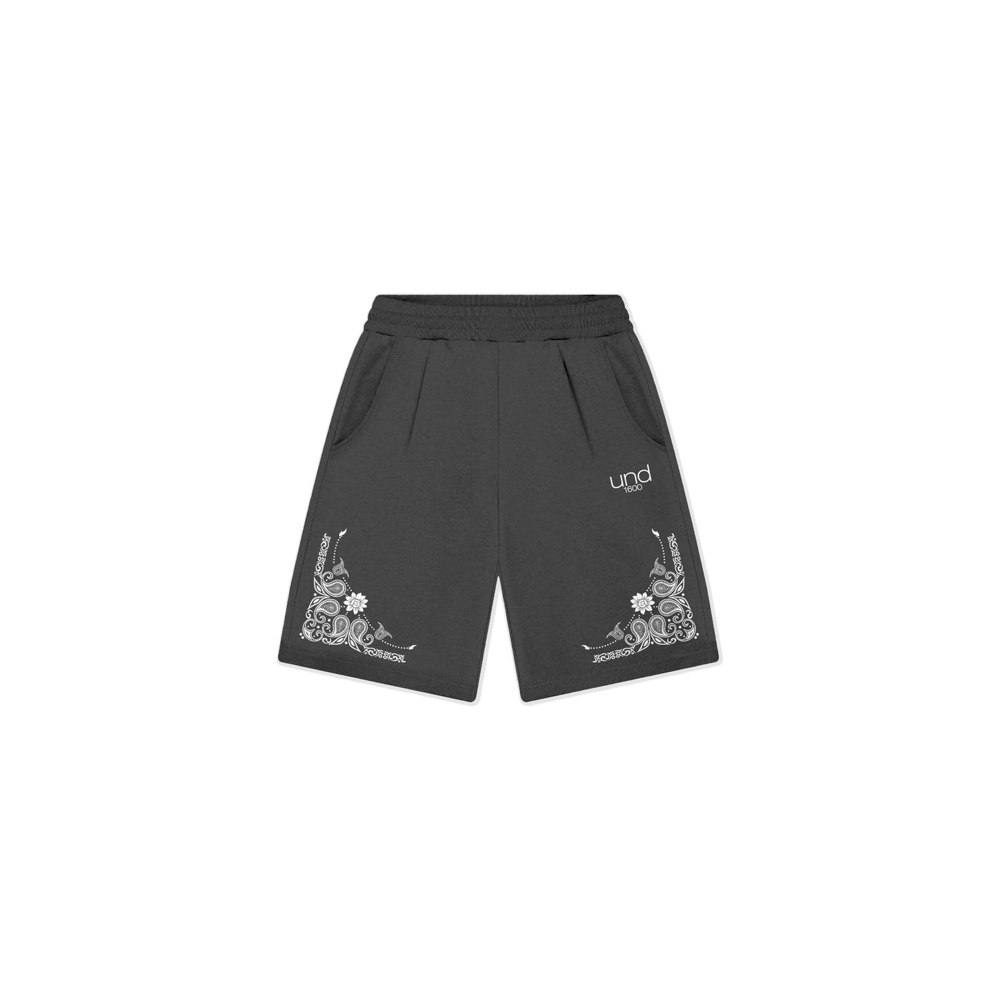 Paisley Pleated Sweat Short Coal