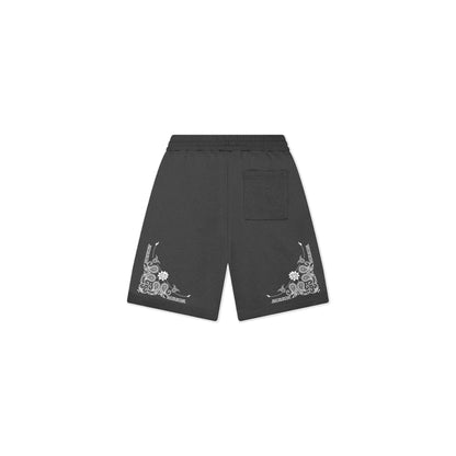 Paisley Pleated Sweat Short Coal