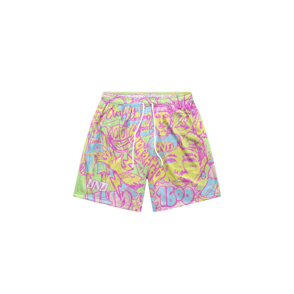 HIS2RY Pink/Green Baggy Mesh Shorts
